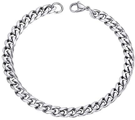 PROSTEEL Herren Armband 21cm Edelstahl Panzerkette Armband Hip Hop Bracelet 6mm breit kubanische Armkette Männer Jungen Modeschmuck Accessoire für Geburtstag