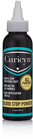 Curicyn Blood Stop Powder (3 oz) - Quick Stop Bleeding for Dogs, Cats, Pigs, Horses and Pets – Styptic Powder for Dogs Nails and Minor to Severe External Wounds