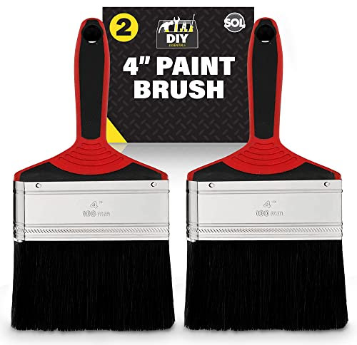 SOL 2pk 4 Paint Brush – Large Paint Brushes for Interior & Exterior Painting – Ideal for Fences, Decking, Sheds & Outdoor Use