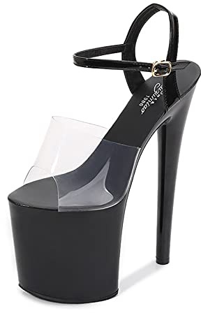 BeAUZQ Tacchi Alto Donna 20 cm Sexy Spogliarellista Performance sul Palco Pole Dance Discoteca Party Dance Taglie Forti Unisex, Nero, 37 EU