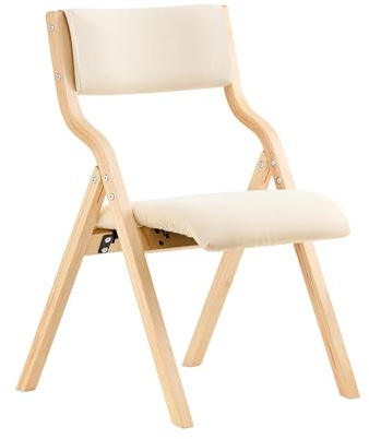 SoBuy Sedia Pieghevole da Pranzo con Seduta e Schienale Imbottiti, Design Elegante e Salvaspazio, Comoda e Resistente, Facile da Riporre, Perfetta per Cucina, Ufficio e Esterno, Beige FST40-W