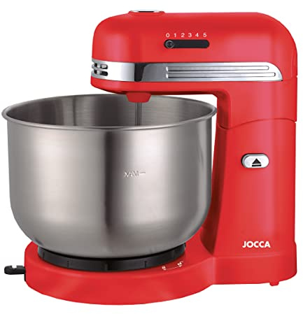Jocca Küchenmaschine 350W mit 3,5L Edelstahlschüssel, 5 Geschwindigkeiten, Rot