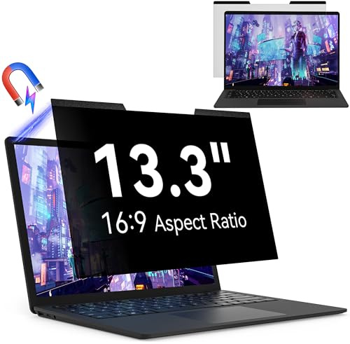 Filtro de privacidad magnético 13.3 pulgadas 16:9 para pantalla portátil, protector de pantalla extraíble anti luz azul compatible con Dell/ASUS/HP/Acer/Lenovo/Thinkpad/Samsung/Sony