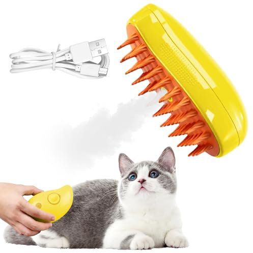 OneNine Katzenbürste Mit Dampf Und Wasser - Steamy Brush Für Katze Und Hund - Massage, Pflege Und Haarentfernung - Mit Wassertank Und Spray