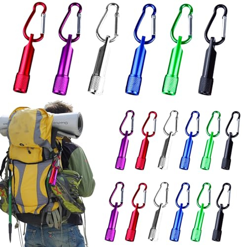 Vaileal 18 Stück Mini LED Taschenlampe Schlüsselanhänger - Farbige Aluminium Mit Karabiner, Tragbar Klein für Schule, Outdoor, Jagen, Rucksacktouren, Dringend