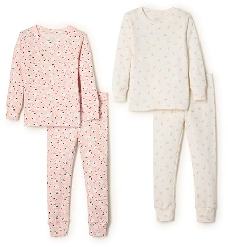 Amazon Essentials Sofia Grainge Pyjama Ajusté en Coton Mixte bébé, Moutons/Petits Lapins, 4 Ans