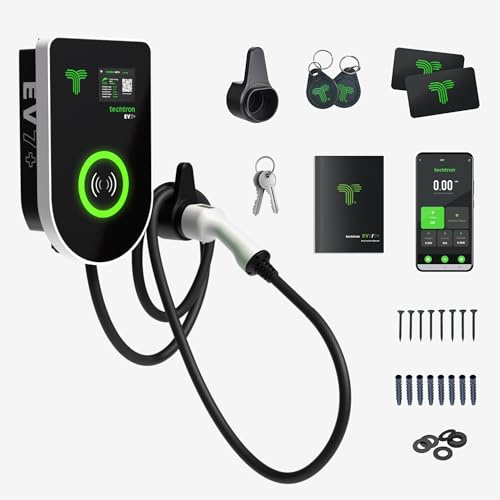 techtron® EV7 Home EV Charger 7.4kW Type 2 32A Smart App Wi-Fi OZEV Approved IP67, Black