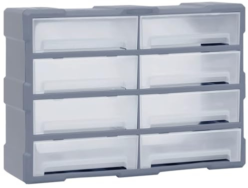 Gecheer Organisateur Multi-tiroirs avec 8 Grands Tiroirs 52x16x37 cm, Boîtes à Outils Rangement Organiseur, Mural Caisse à Tiroirs pour Maison, Garage, Atelier