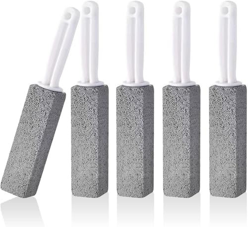 Handle Toilet Cleaner Pumice Stick Toilet Stain Ring Remover Toilet Bowl Cleaner Hard Water Scale Remover with Ergonomic Handle for Kitchen/Bathroom/Pool/Home Cleaning (5 Pack)