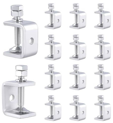 NAMYEUT 14 abrazaderas de 30 mm C de acero inoxidable, 0-25 mm, ajustable, abrazadera de tornillo con rosca M8, abrazadera de tornillo, abrazadera de mesa para trabajos de madera, soldadura y trabajo
