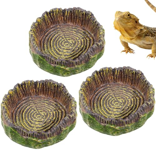 Telooco 3Pcs Reptile Water Dish Hermit Crab Water Bowl Small Reptile Feeding Dish for Bearded Dragon Lizard Leopard Gecko