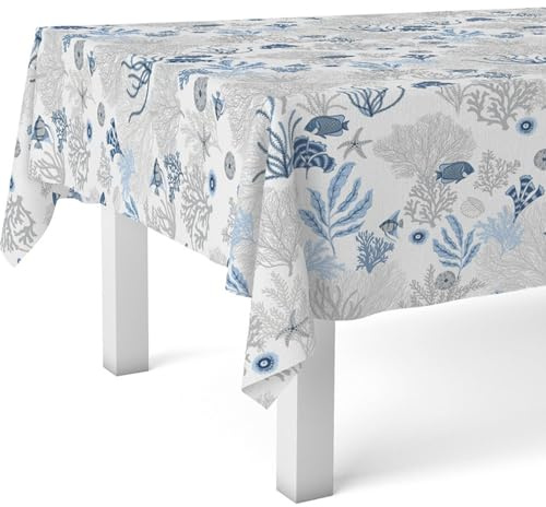 ECOMMERC3 | Mantel Hule Mesa Rectangular Tamaño 100x140 cm - Estilo, Durabilidad y Fácil Limpieza para tu Mesa - Mantel Hule Antimanchas e Impermeable - Reef Azul