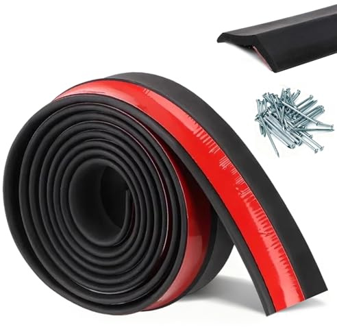 Universal Garage Door Seal 6m, Garage Door Bottom Weather Stripping Seal Strip Rubber Draught Excluder Waterproof Threshold Seals with Adhesive & Nails for Warehouse