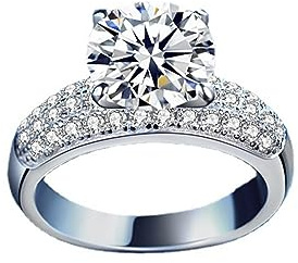 Diamantring, 2-3ct Moissanit vigselringar for kvinnor rundslipad D-färg VVS1 sterlingsilver diamantring