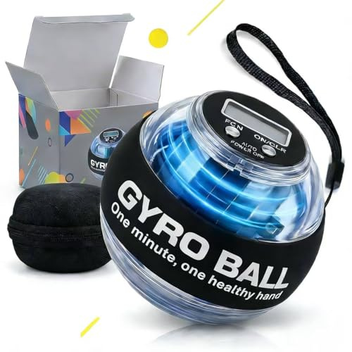 Torque Ball, Gyroscopic Wrist Exerciser with LCD Counter, Auto-Start Forearm & Hand Strength Trainer, Resistance Training Ball, Portable Design with Colorful LED Lights