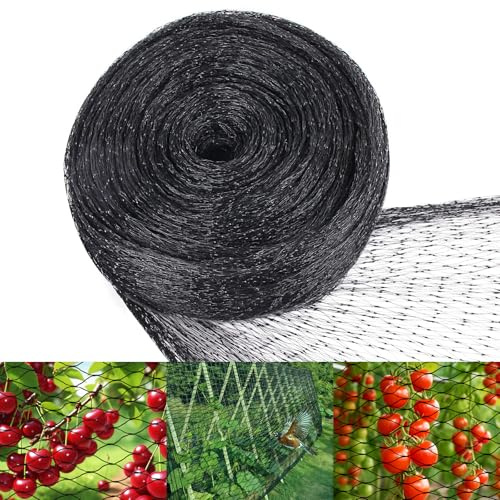Fågelnät, 4 m x 12 m, finmaskigt skyddsnät med 15 mm maskstorlek, robust och återanvändbart, för fruktträd, grönsaker och dammar – skyddar mot fåglar och fallna löv