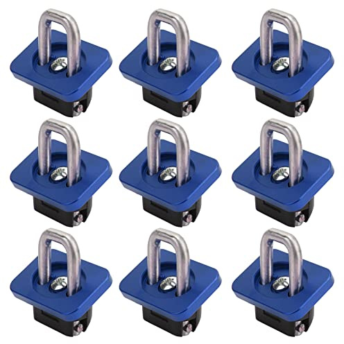 Ancoraggi per camion, ancoraggi per carichi pesanti, 1000 libbre, portanti, retrattili, in acciaio inossidabile, per Chevy Silverado Sierra Colorado Canyon 9 pezzi (Blu)