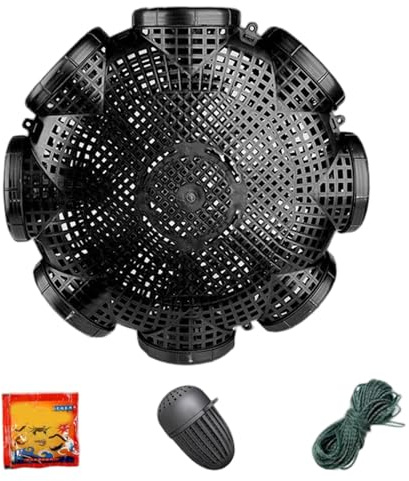 Trampa para Peces con 8 Agujeros, Trampa para cangrejos de plástico Transpirable, Red de Pesca portátil Desmontable para lochas, anguilas, cangrejos camarones de río
