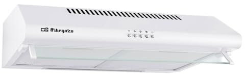 Orbegozo ST 07160 D BL - Campana extractora standard 60 cm, 3 niveles de potencia, 2 filtros de aluminio desmontables, extracción 195,3 m3/h, iluminación LED, Color Blanco