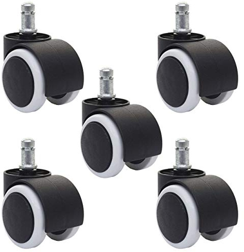 Juego de 5 ruedas para suelos duros HWC-H86, ruedas para sillas de oficina Ruedas para sillas, 150 kg de capacidad de carga, 50 mm ~ blancas