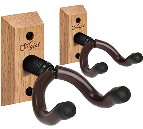 Gitarrväggfäste 2-pack, gitarrhängare för roterbar, massivt trä gitarrvägghängare med skruvar, V-formad gitarrmonteringskrok för akustisk elgitarr, bas, gitarrhållare för mandolin, banjo