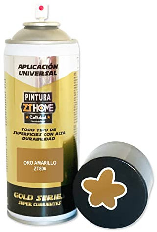 Pintura Spray 400ml imprimacion para madera, metal, ceramica, plasticos/Pintura para todo tipo de cosas y superficies Radiadores, bicicleta, coche, plasticos, microondas, graffiti (Oro Amarillo)