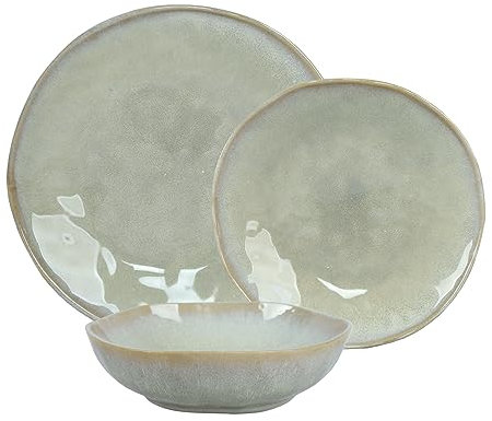 WeHome - Servicio de Platos para 6 Personas, Juego de 18 Piezas de Cerámica de Colores, Modernos, Lavables en Lavavajillas, Compatibles con Microondas (Verde)