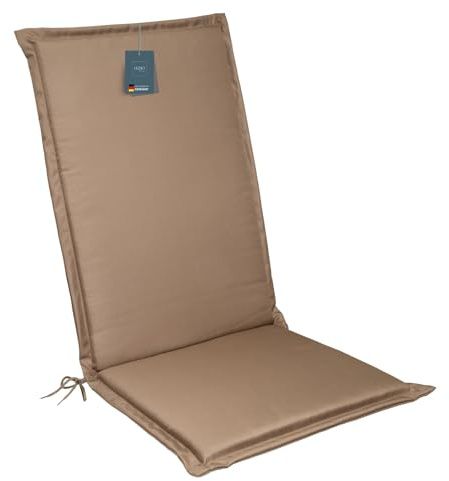 LILENO HOME MIA - Cuscini per sedia da giardino [set da 1 – con schienale alto] in tortora – comodi cuscini per sedie da giardino – Cuscino per sedie da giardino e sedie pieghevoli