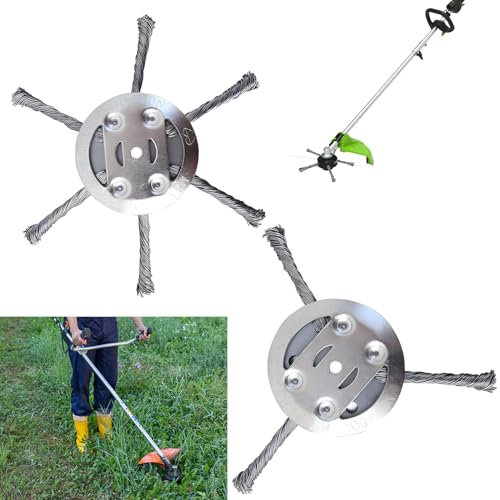 Lot de 2 brosses de désherbage en fil d'acier pour débroussailleuse, accessoires de débroussailleuse, brosse de désherbage pour débroussailleuse sans fil pour débroussailleuse, outil électrique (3