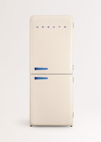 CREATE / RETRO FRIDGE COMBI 185 COBALTO/Frigorífico combi blanco roto maneta azul cobalto con congelador 401L / 190W, sistema No Frost, 3 estantes, 2 cajones, regulador temperatura, 70x65x185 cm