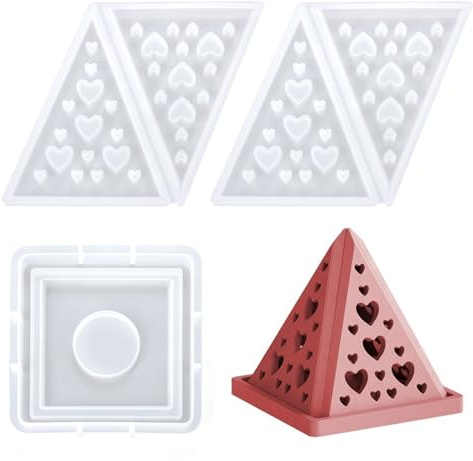 Resin Moulds, Heart Pyramid Shape Candle Holder Mould | Tealight Holder Molds for Holding Candles Home Decor