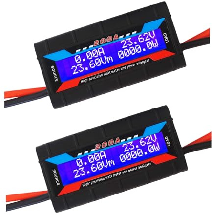 Proshopping 200A Watt Meter High Precision Monitor, DC 0-100V Voltage Amp Tester, Power Analyzer Multimeter, Set of 2, for RC,Solar Panel, Wind Power