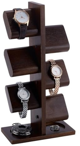 PH PandaHall Wooden Watch Stand Holder Watches Display Tower Watch Display Racks Multiple Watches Organizer Tabletop Jewellery Holder for Men Women Gifts Father's Day Bracelets Necklaces Rings