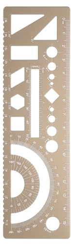 sourcing map Reglas geométricas multifuncionales de 15 cm, métricas y SAE, aluminio, borde recto, transportador, ángulo, regla de medición de matemáticas, plantillas geométricas para dibujar y dibujar