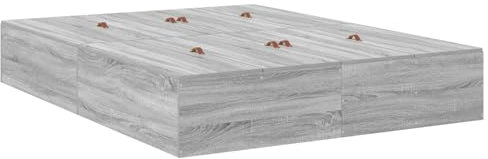 vidaXL Stauraum Bettgestell Graues Sonoma 140X200 cm Holzwerkstoff Viele Schubladen Modernes Design Einfache Montage Innenmöbel für Erwachsene Stylische platzsparende Lösung