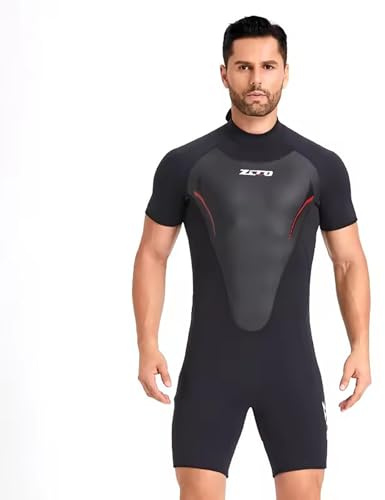 Men1,4XL,Traje de Neopreno de 3 mm para Hombres y Mujeres, Traje de una Pieza con Cremallera Trasera, Manga Corta, Engrosado para Mantener el Calor, Ideal para Buceo, Surf y Deportes acuáticos