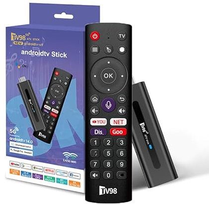 Android TV Stick12.0 2GB RAM 16GB Voice Control,Shortcut Keys,H313 Quad-Core 64bit WiFi6 Dual WiFi 2.4G/5G 4K HDR10+ Ultra USB HD Smart TV Stic (H 2+16 APP)