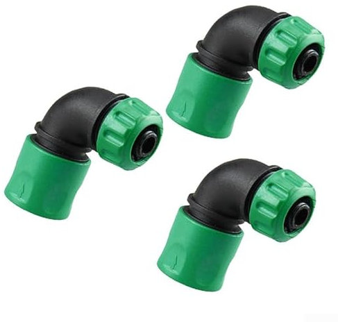 Conectores de riego, 3 conectores hortícolas, conexión de codo de tubería de agua de 4 puntos (1/2 pulgada) para distribución de agua de coche