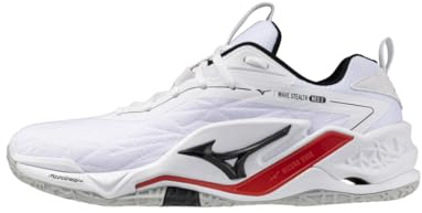 Mizuno Wave Stealth Neo 2 Handbollsskor, Vit Svart Röd, Stötdämpande Enerzy NXT, Vit röd, 42.5 EU