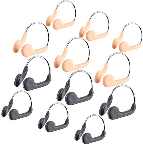Fiada 12 Pieces Swimming Nose Plug Metal Swim Nose Clip for Adult Training Swimming Beginners