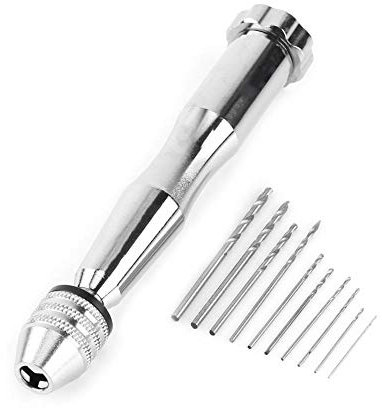 FTVOGUE Amplia gama de agarre, accesorios de herramientas eléctricas Brocas juegos de brocas Chuck Taladro giratorio manual con 10 brocas HHS Herramienta de perforación de madera