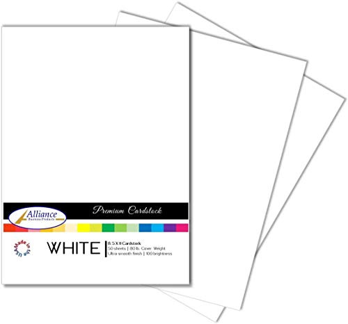 White Thick Paper Cardstock - for Brochure, Invitations, Stationary Printing | 80 lb Card Stock | 8.5 x 11 inch | Heavy Weight Cover Stock (216 GSM) 100 Brightness | 8 1/2 x 11 | 50 Sheets Per Pack