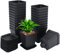 KINGLAKE Lot de 24 Pots de Fleurs en Plastique épais Noir 7 x 8 cm avec palettes pour Plantes succulentes et Petites Plantes en Pot