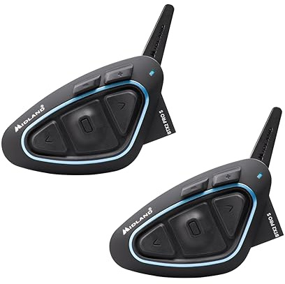 Midland - Interfono Moto Bluetooth Coppia BTX2 Pro S LR Twin, Auricolari Casco Waterproof IPX6, Doppio Processore BT, 1,6Km, 4 Coppie, Batteria 23H, Cancellazione Rumore Audio Hi-Fi Universal Intercom