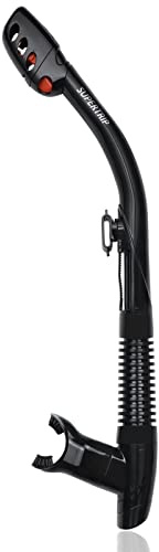 Supertrip Adults Dry Snorkel, Easy Breath Scuba Diving Snorkel with Splash Guard and Top Valve, Freediving Snorkeling Swimming Snorkel Tube for Adults Youth, Black