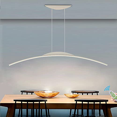 Lampade Sospensione/Lampadario 100CM Lampada a Sospensione da Tavolo da Pranzo Bianc Dimmerabile in Altezza Regolabile Lampadario a Soffitto per Cucina Ufficio Sala da Pranzo Arco Lampadari