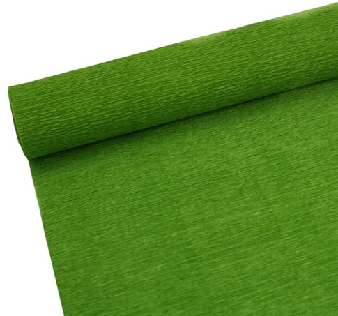 ODETOJOY Rollo de papel crepé de de 70 g para hacer flores, hojas de papel crepé blanco, verde, rosa, 10 pulgadas de ancho, 8 pies de longitud (verde césped)