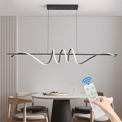 Mikeru 150CM Spiral Pendant Lighting, 3000K/4500K/6000K Dimmable Kitchen Island Lights 10%-100% Dinner Table Lamp Hanging 1.5 Metre Adjustable Height Cord for Dining Rooms Home Decor