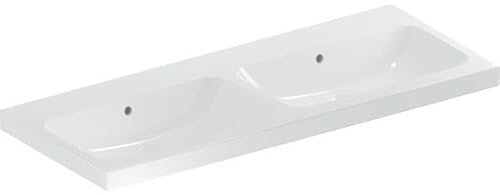 Geberit iCon Light Doppelwaschtisch, 120 cm x 48 cm, ohne Hahnloch, mit Überlauf,501838, 501.838.00.4, Farbe: Weiß