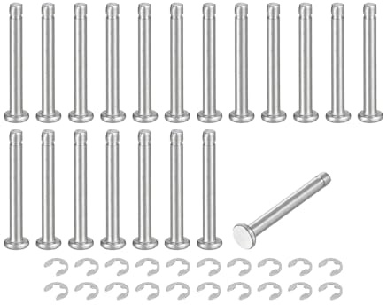 QUARKZMAN 20Set M3x25mm Perno Posizionamento Cilindrico Elastico Albero Acciaio Inossidabile 304, Perno Posizione Cilindro Cerniera Scanalato Testa Piatta con Ring Fissaggio Clip E, Argento